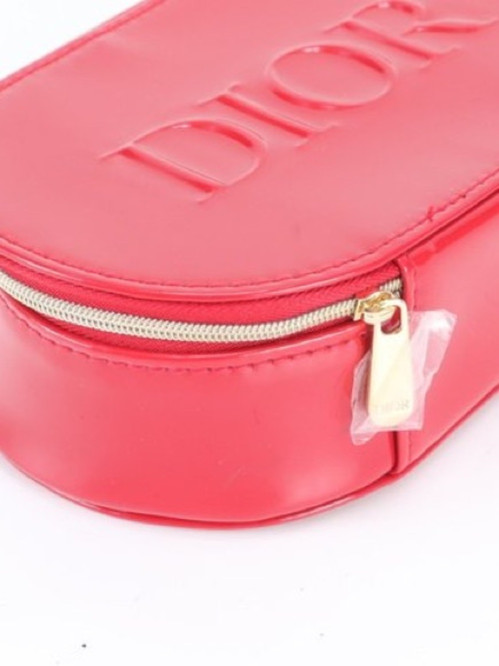 Dior Coral-Red Oval Top-Handle Cosmetic Case - Picture 6 of 8